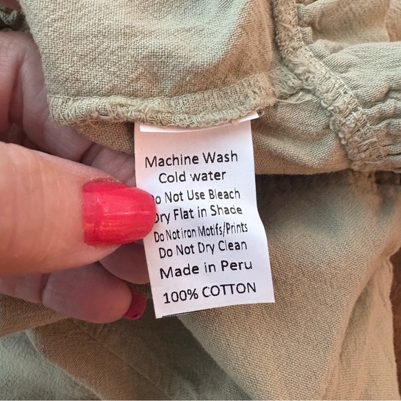 NATURAL COTTON New Boutique Green Pull On Cotton Shorts with Ruffle Hems! Large - Picture 5 of 9